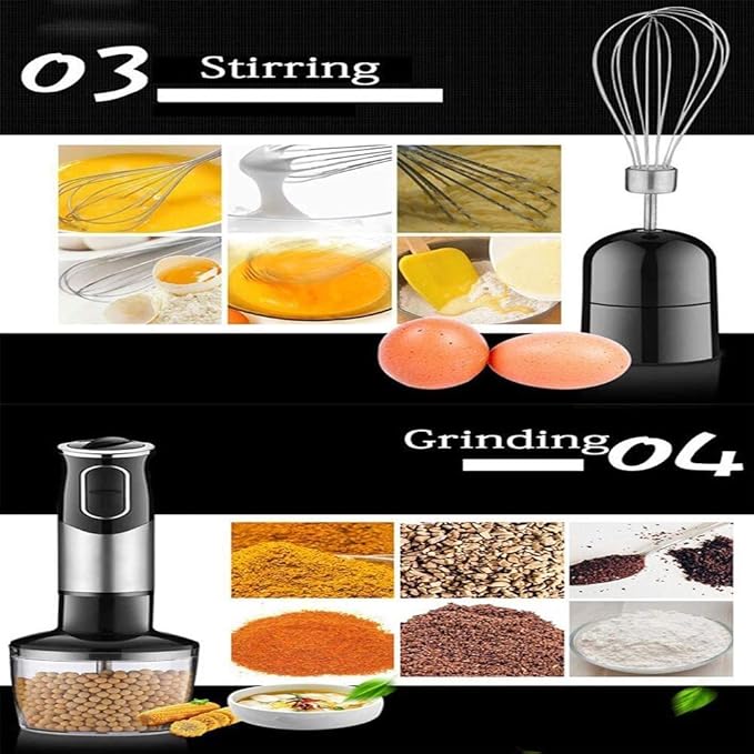 Immersion Blender 600W 2-Speed Hand Blender Hand Blender Set Includes Stainless Steel Stick Blender Chopper Beaker Whisk BPA-Free