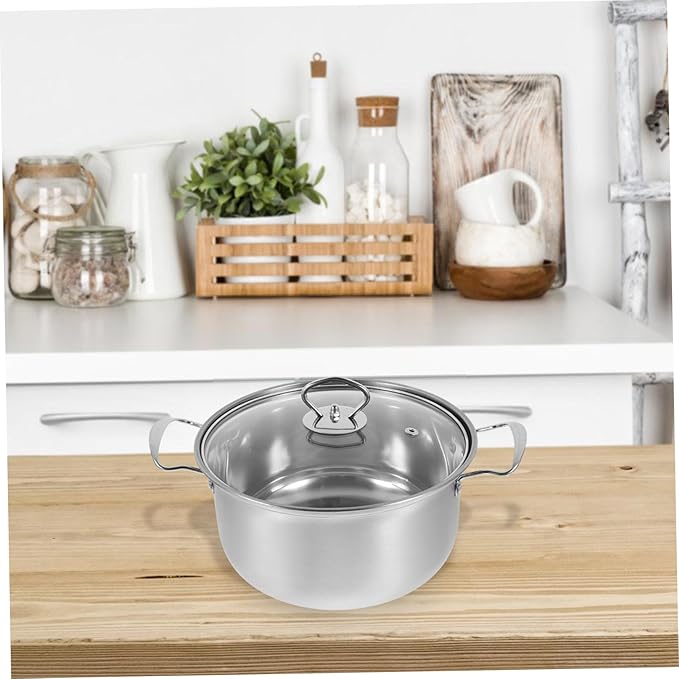 PRETYZOOM Steel Cookware Set Stainless Steel Pot Set Frying Pan Soup Pot Cooking Pan Kitchen Utensil