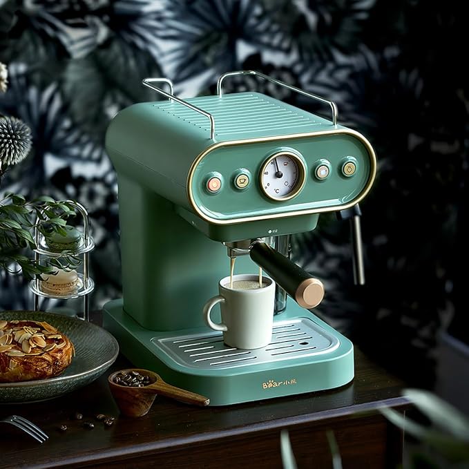 compact high-pressure espresso coffee machine with steam frother