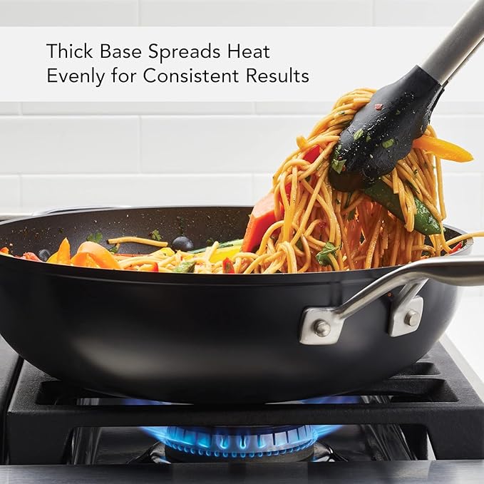 KitchenAid Hard Anodized Induction Nonstick Stir Fry Pan/Wok with Helper Handle 12.25 Inch - Matte Black