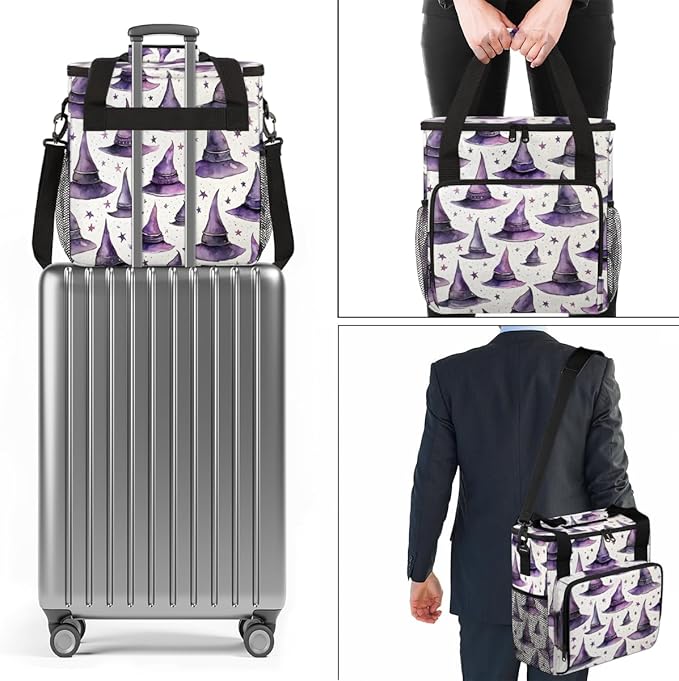 Magic Halloween Witch Coffee Maker Carrying Bag Portable Travel Storage Tote Bag Compatible with K-Mini or K-Mini Plus Single Serve Coffee Brewer Carrying Case with Multiple Pockets &amp Shoulder S