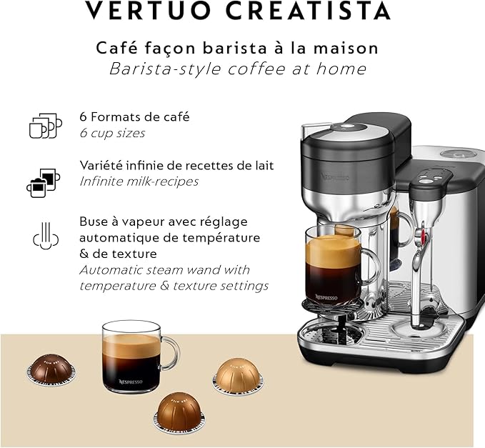 Nespresso Vertuo Creatista Coffee and Espresso Maker by Breville Black Truffle