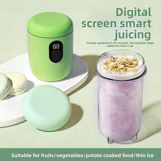 500ml Portable Blender Light Green 20800RPM USB Rechargeable Cordless Portable Blender Juicer with Stainless Steel Cutter for Home Travel