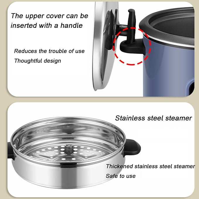 Electric Rice Cooker &amp Steamer - Rice Cooker 1.8L (10 Cup) Keep Warm Function Removable Non Stick Bowl Easy to Clean Steamer Basket Measuring Cup &amp Spoon Inc Energy Saving(2L)