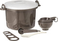Prep Solutions by Progressive Microwaveable Rice and Pasta Cooker-17 Piece Set Includes Measuring Spoons and Cups Rice Paddle Steaming Insert Pasta Measurer and Locking Lid-12 Cup Capacity BPA FREE