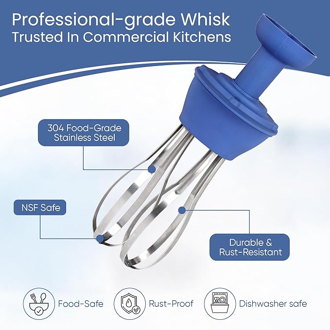 Commercial Electric Immersion Blender Hand held 6 Inch Removable Shaft 6-Gallon capacity with single high speed (Whisk Attachment Only) - 270W and 350W Compatible.