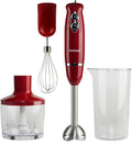 National NA-3104HB 4-in-1 Multi-Purpose Immersion Hand Blender Blend Puree Mash Chop and Whisk Two Speeds Splash Control and ETL Approved with Interchangeable Attachments (Red)
