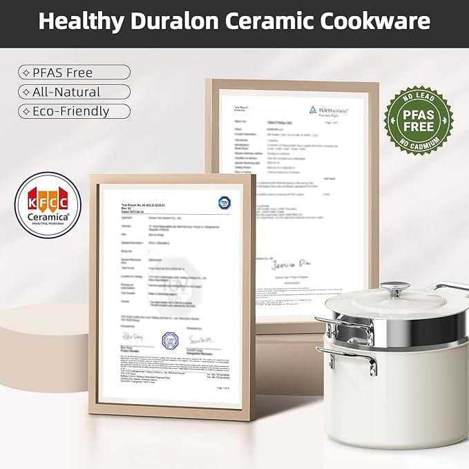 Nuwave Lux 13pc Forged Lightweight Cookware Set PFAS Free Healthy G10 Duralon Ceramic Coating Ultra Non-Stick Stay-Cool Handles Works on All Cooktops &amp Induction Ready