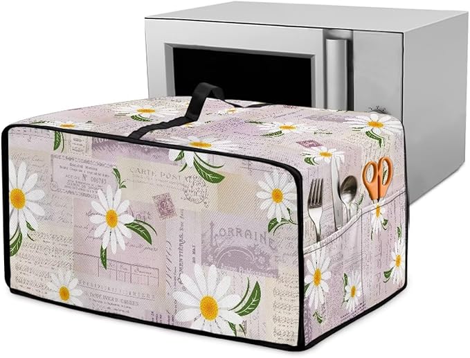 Doojoayie 4 Slice Toaster Oven Covers for Kitchen Counter Daisy Print Toaster Cover 18.5x14.5x 9 Small Appliance Dust Protector Kitchen Decoration Gifts for Women