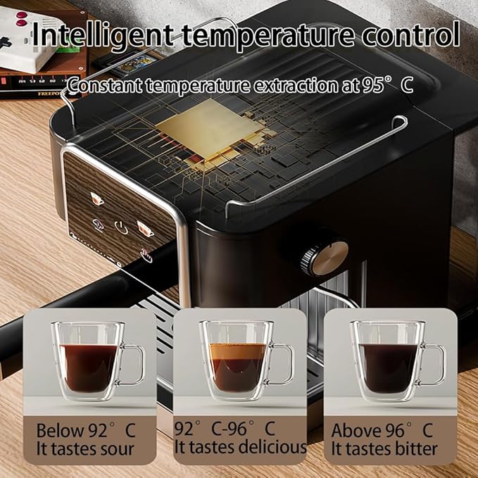 Espresso Machine Coffee Machine with Touch Screen Coffee Maker High Pressure Temperature Control Pre-Infusion Function 1.8L Removable Water Tank for Home Use