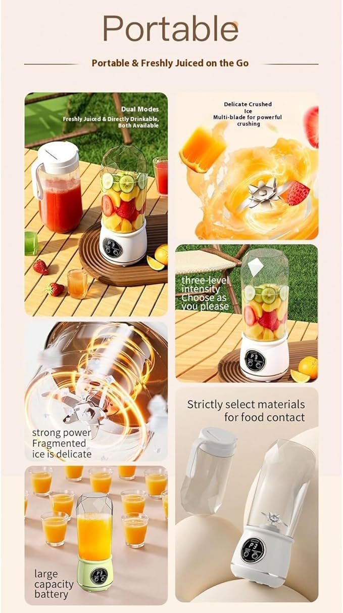 Personal Blender With Portable &amp Cordless 550ml Cordless Fruit Blender Travel Smoothies Maker Leakproof Material For Fruits Vegetables Travel Office Gym Camping
