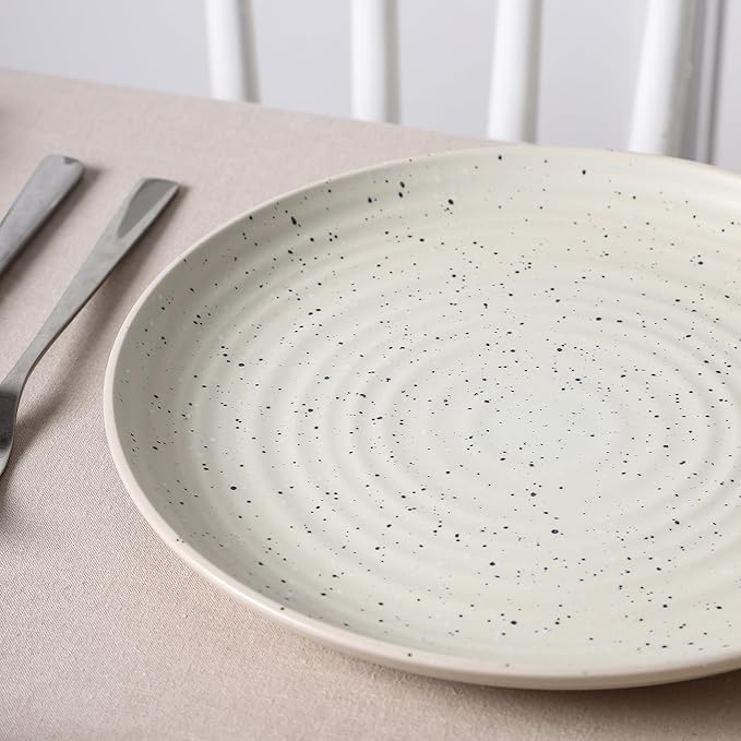 Stone Lain Dua 4-Piece Dinner Plate Set Stoneware White