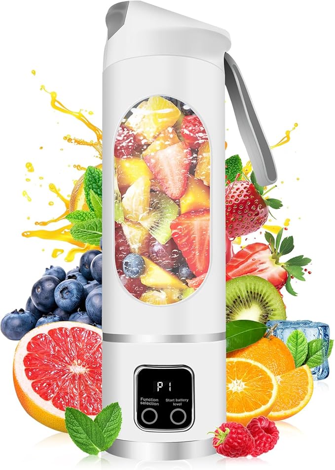 Portable Blender Personal Electric USB500ML Portable juicer Shakes and Smoothies BlenderSmall BlendersMixingCompact、Convenient and Versatile (White)