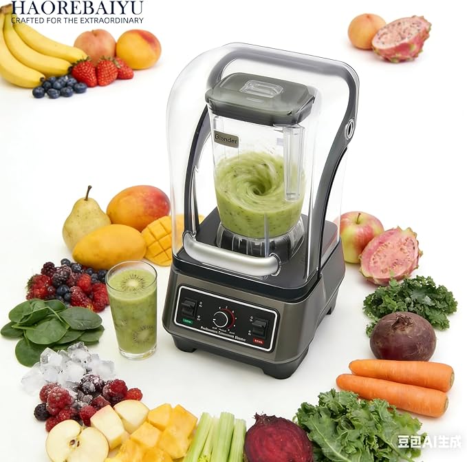 1600W Commercial Blender 2L Large Capacity Multifunctional Blender with 9-Speed &amp Pulse High-Speed Motor for Smoothies Ice Crushing Juice Soup - Professional Heavy Duty &amp Quiet Design(110