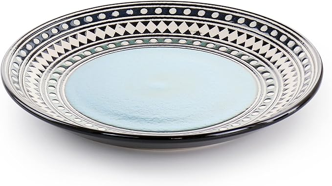Elama Blue Sage 16 Piece Double Bowl Stoneware Dinnerware Set in Blue