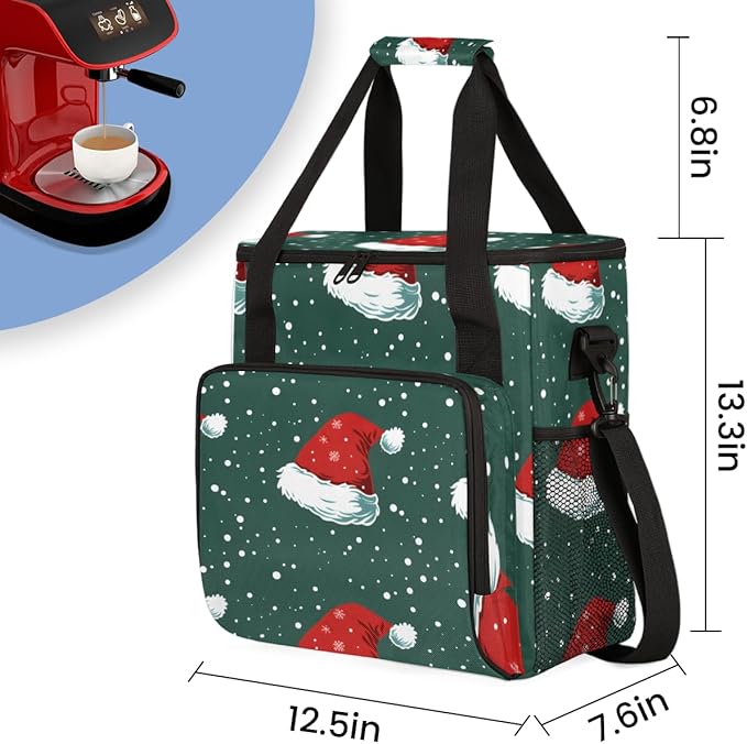 Christmas Hat Coffee Maker Carrying Bag Mystical Hat Travel Storage Bag Compatible with K-Mini or K-Mini Plus Single Serve Coffee Brewer Carrying Case with Multiple Pockets &amp Shoulder Strap
