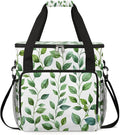 Green Leaf Theme Coffee Maker Carrying Bag Compatible with K-Mini or K-Mini Plus Portable Single Cup Coffee Maker Case with Pockets for K Cup Pods