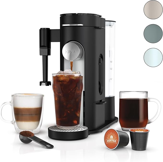 Ninja PB051 Pods &amp Grounds Specialty Single-Serve Coffee Maker Compatible with K-Cups Built-In Milk Frother 6-oz. Cup to 24-oz. Travel Mug Sizes Black (Renewed)