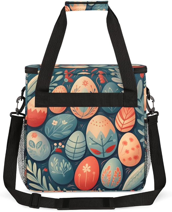 Boho Floral Coffee Maker Carrying Bag Easter Egg Travel Storage Bag Compatible with K-Mini or K-Mini Plus Single Serve Coffee Brewer Carrying Case with Multiple Pockets &amp Shoulder Strap