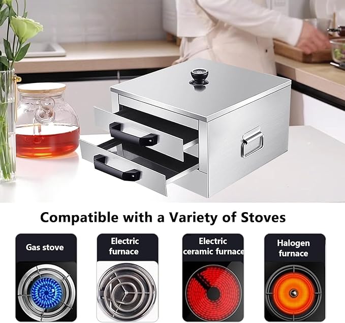 AIZYR Rice Noodle Rolls Machine 2 Layer Chinese Rice Roll Steamer 304 Steamed Steamer Stainless Furnace Cooking Chinese Cuisine Kitchen Food Ware
