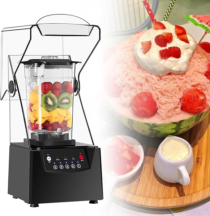 Quiet Commercial Blender (2000ml Container) 2200w Soundproof Cover Blender with Digital Waterproof Touchpad and Quiet Sound Enclosure Perfect for Kitchen Fruits Shakes Smoothies