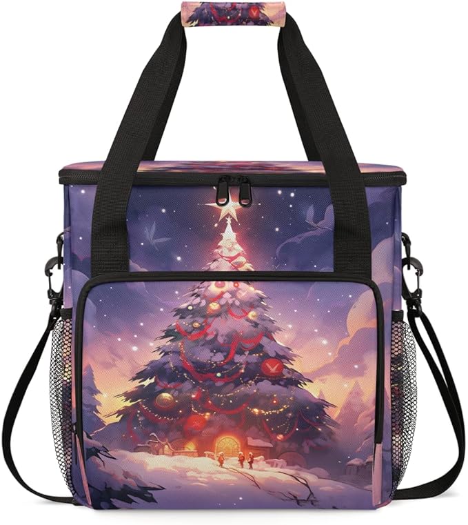 Xmas Tree Coffee Maker Carrying Bag Magical Tree Travel Storage Bag Compatible with K-Mini or K-Mini Plus Single Serve Coffee Brewer Carrying Case with Multiple Pockets &amp Shoulder Strap