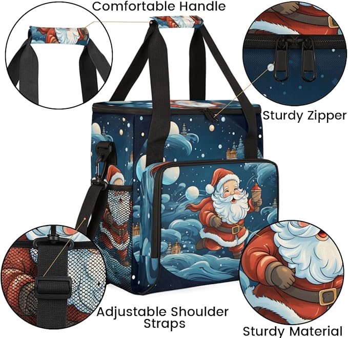 Fantastic Santa Claus Coffee Maker Carrying Bag Cartoon Santa Claus Travel Storage Bag Compatible with K-Mini or K-Mini Plus Single Serve Coffee Brewer Carrying Case with Pockets &amp Shoulder Stra