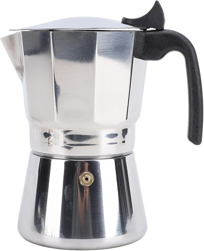 Octagonal Stovetop Coffee Maker Stainless Steel Even Heat Distribution Safe Material Compatible with Gas Stove and Induction Cookers Produces Rich Italian Coffee (300ML)