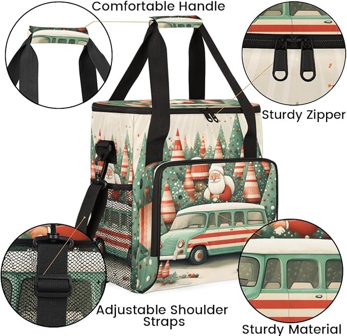 Fantastic Santa Claus Coffee Maker Carrying Bag Abstract Santa Claus Travel Storage Bag Compatible with K-Mini or K-Mini Plus Single Serve Coffee Brewer Carrying Case with Pockets &amp Shoulder Str