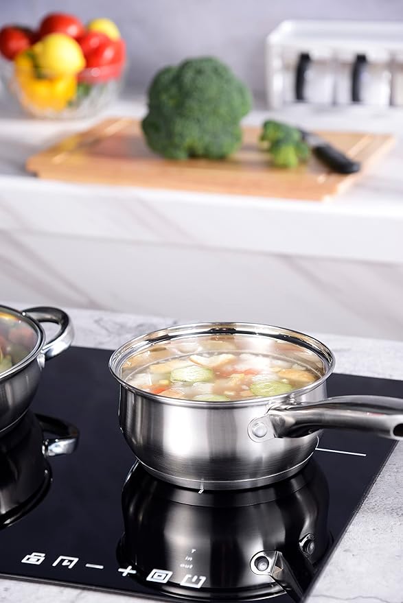 12-Piece Induction Ready Stainless Steel Cookware Sets with Glass Lid Silver on Cookware Sets Stainless Steel
