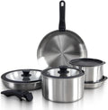 GOURMETIFIC® Stainless Steel Cookware Set [11 PIECES] - Non Toxic Kitchenware - Induction Gas &amp Oven Cooking Ware - Pot &amp Pan with Removable Handles - Stackable Pots &amp Pans - Dishwasher S