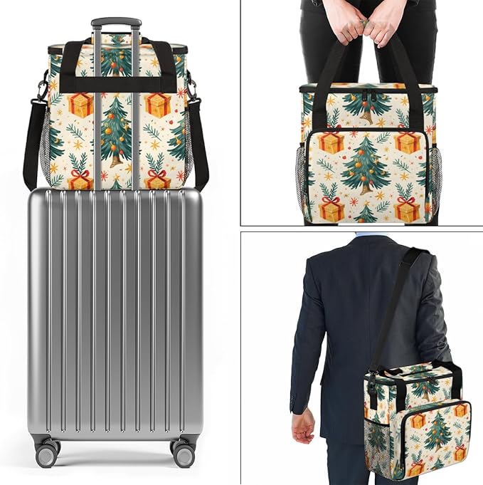 Christmas Festivals Coffee Maker Carrying Bag Dreamy Tree Travel Storage Bag Compatible with K-Mini or K-Mini Plus Single Serve Coffee Brewer Carrying Case with Multiple Pockets &amp Shoulder Strap