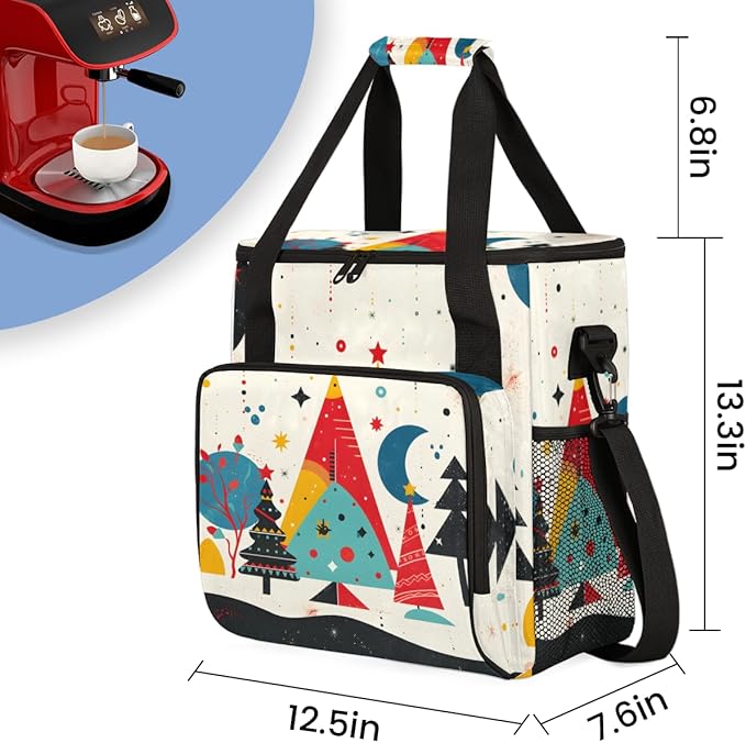 Abstract Tree Coffee Maker Carrying Bag Magical Tree Travel Storage Bag Compatible with K-Mini or K-Mini Plus Single Serve Coffee Brewer Carrying Case with Multiple Pockets &amp Shoulder Strap