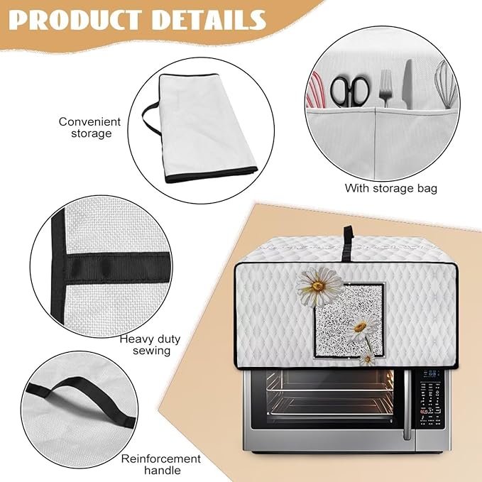 Doojoayie Daisy Toaster Cover 6 Slice Dust-Proof Kitchen Appliance Covers with Top Handle Design Easy to Use 19.7x16x 10 Compatible with Toaster/Kitchen Appliance