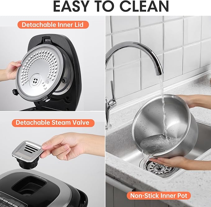 Rice Cooker 10 Cup Uncooked / 20 Cup CookedInduction Heating &amp Fuzzy Logic TechnologyElectric Smart Rice Cooker With LCD Display11 Multi Portable Rice MakerDelay Timer &amp Auto Keep Warm