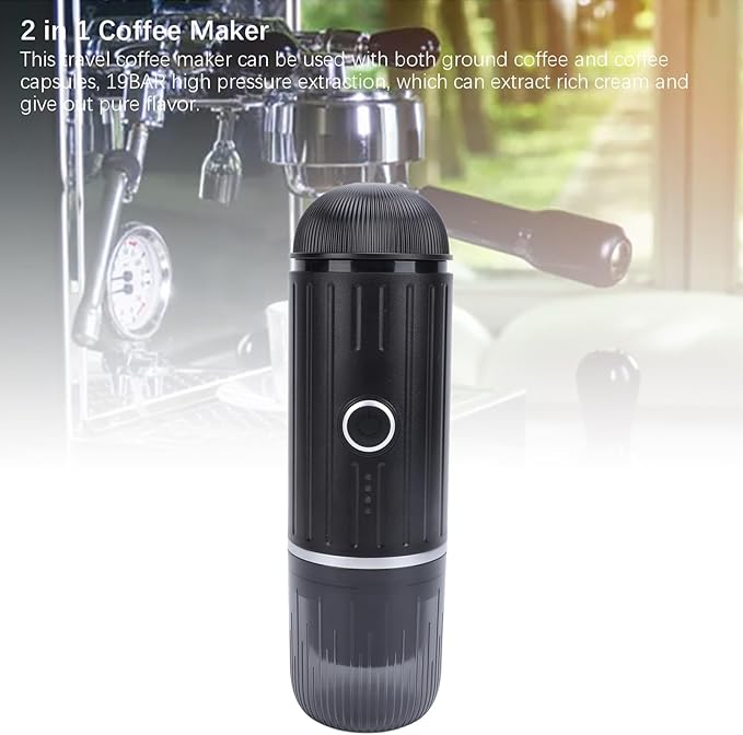 Portable Coffee Machine 250ml Electric Heating Travel Coffee Maker Kitchen Travel Appliances with Storage Bag for Camping Hiking Office Use