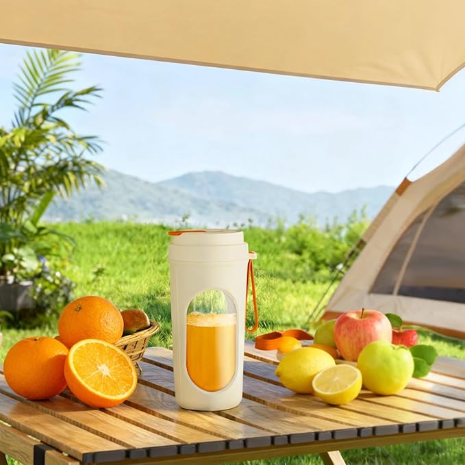 Juicer Blender Portable Usb Rechargeable Smoothie Maker Ice Crushing 1500Ma Battery 40W 21000 R/Min White And Orange