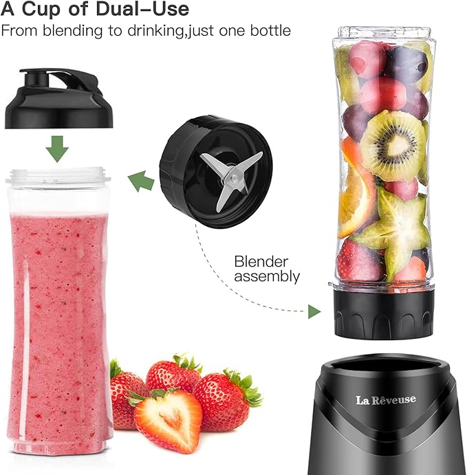 La Reveuse 300W Personal Size Blender (Grey) + La Reveuse 2-Cup Mini Food Chopper (White)