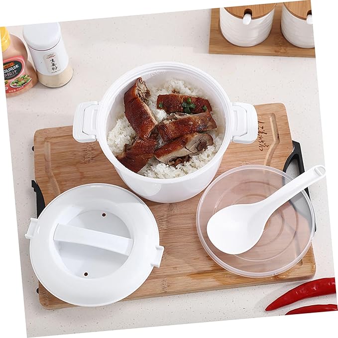 ABOOFAN 2pcs Microwave Rice Cooker Multi-purpose Food Container for Portable and Convenient Rice of Food-grade for Safe Use for Prep