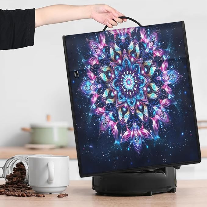 Kitchen Aid Mixer Cover Flowers Ethnic Mandala Purple Stand Mixer Cover Compatible with 6-8 Quarts Stand Mixers Dust Covers with Zipper Pocket Foldable Washable Kitchen Aid Organizer Bag