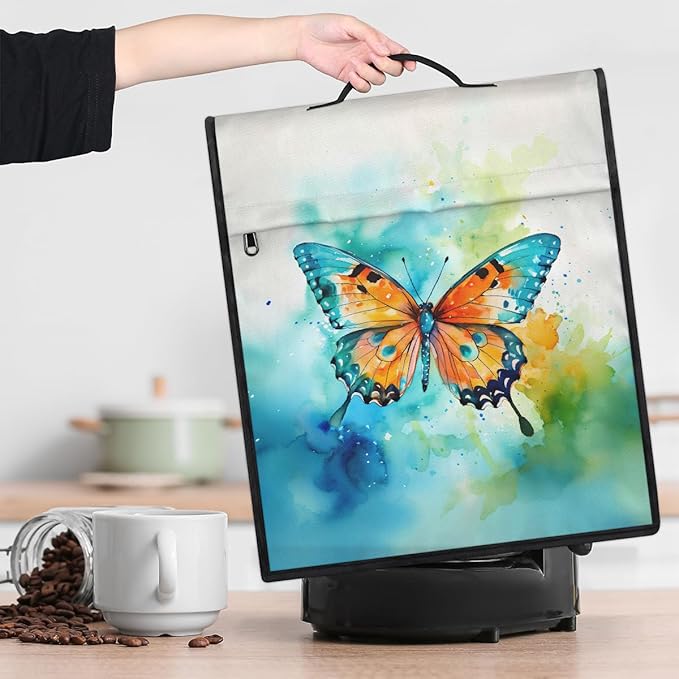 Kitchen Aid Mixer Cover Watercolor Butterfly Animal Stand Mixer Cover Compatible with 6-8 Quarts Stand Mixers Dust Covers with Zipper Pocket Foldable Washable Kitchen Aid Organizer Bag