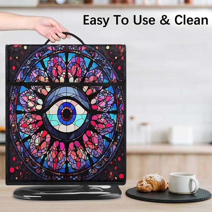 cfpolar Kitchen Aid Mixer Cover Compatible with 6-8 Quarts Evil Eye Glass Painting Stand Mixer Cover Kitchen Aid Mixers Accessories Appliance Organizer Bag Dust Covers with Zipper Pocket