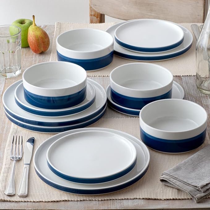 Noritake ColorStax Stripe Blue 12-Piece Dinnerware Set Service for 4