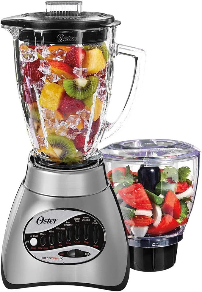 Oster Core 16-Speed Blender with Glass Jar Black 006878. Brushed Chrome &amp Blender 6-Cup Glass Jar Lid Black and clear