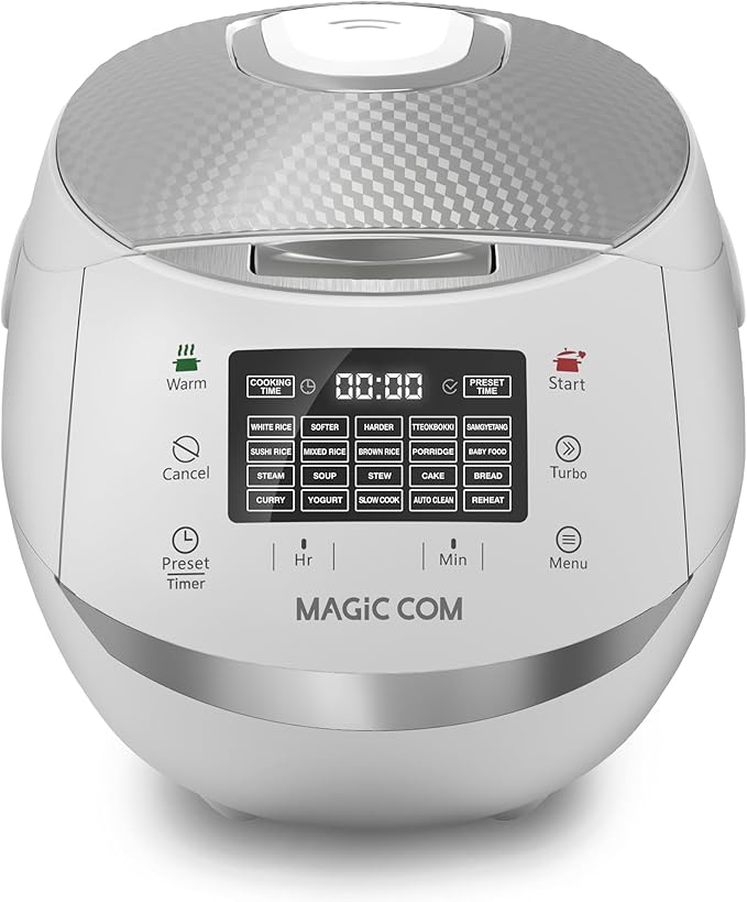 MAGiC COM multi-Functional Digital Rice Cooker 10 Cup Uncooked (20 Cup Cooked) 15-in-1 Programmable Electric Rice &amp Grain Cooker with Auto Clean Non-Stick Pot Steamer Basket 24H Delay Timer a