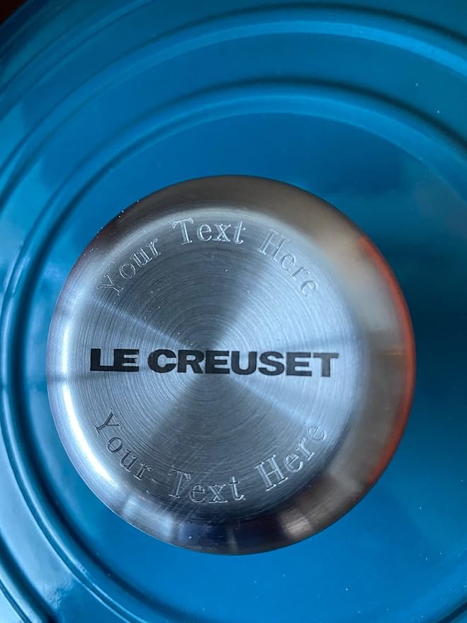 Le Creuset 5 Piece Signature Set w/Additional Engraved Personalized Stainless Steel Knob - Flame (5.5 qt. RDO 1.75 qt. Saucepan 9 Skillet)