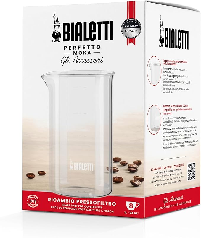 Bialetti 3240 Caffettiera Spare Glass 1 Litro 8 Tazze Trasparente Altro
