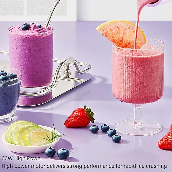 Portable Blender Cordless Juicer Cup with 21000RPM High Speed Easy Self Cleaning 20 Blade Design Compact for Office Home Outdoor Activities