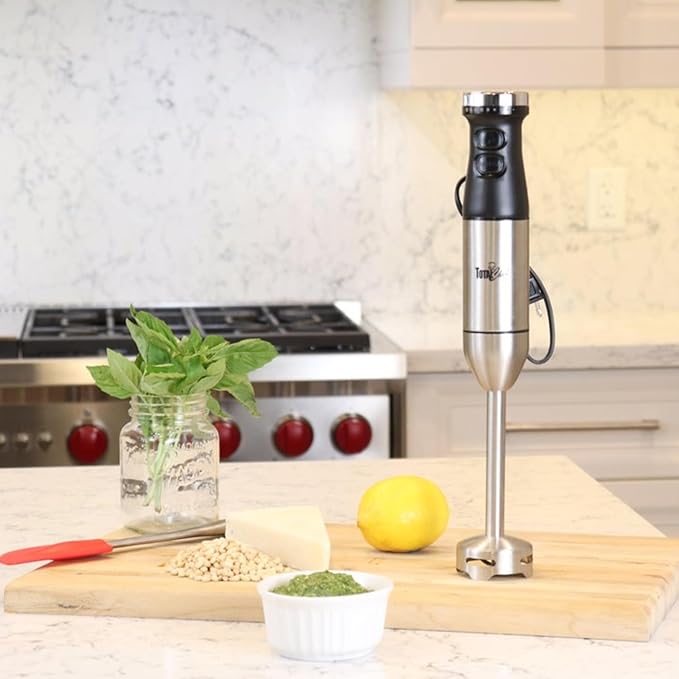 Total Chef Immersion Blender - Electric Handheld Stick Mixer with Stainless Steel Shaft Variable Speed for Smoothies Soups Milkshakes Baby Food Puree Batidora de Inmersión