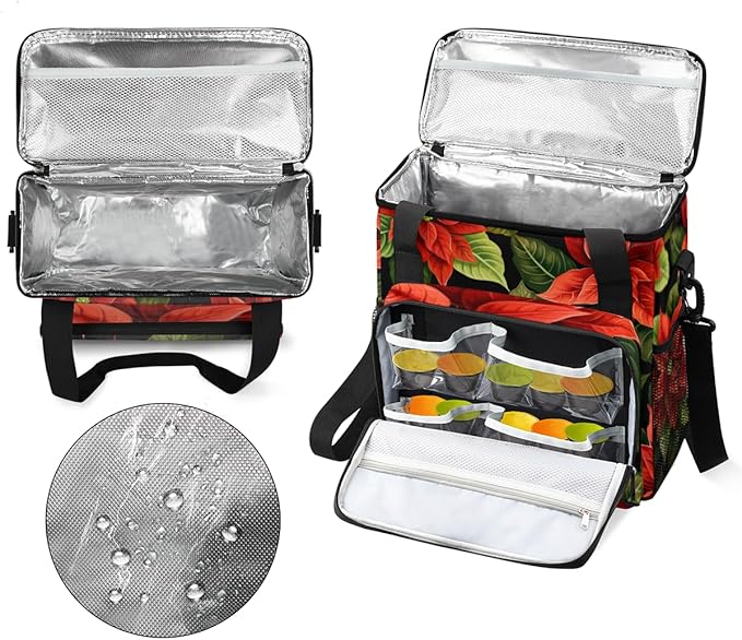 Holly Berry Flowers Coffee Maker Carrying Bag Abstract Flowers Travel Storage Bag Compatible with K-Mini or K-Mini Plus Single Serve Coffee Brewer Carrying Case with Pockets &amp Shoulder Strap